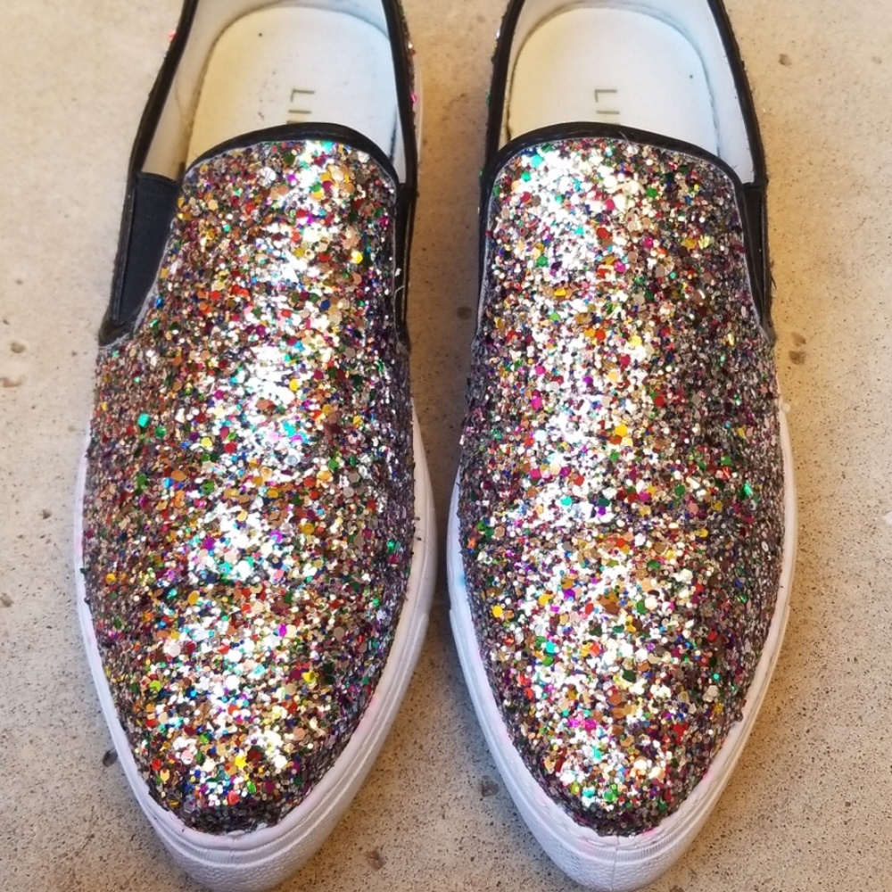Multi-colored Glitter Slide Sneakers🌈